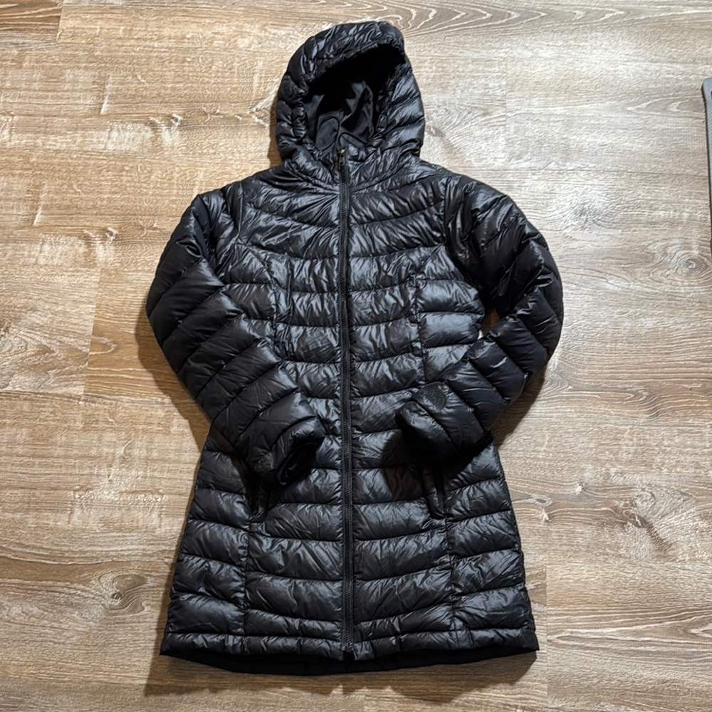 Black Quilted Puffer Coat with Hood
